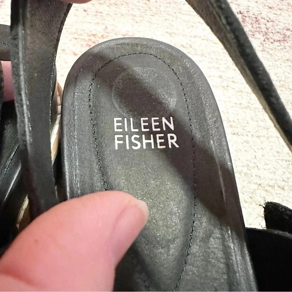 NWOT Eileen Fisher• Black Velcro Strap Sandals Size 9 - Picture 12 of 13